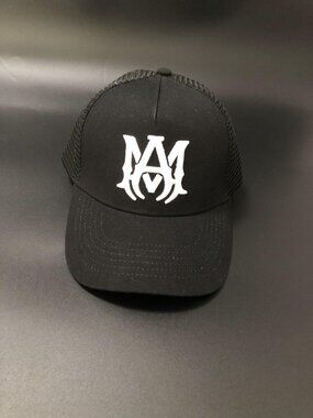 AMIRI Black Trucker Hat Embroidered AM Logo Unisex Sun Hat